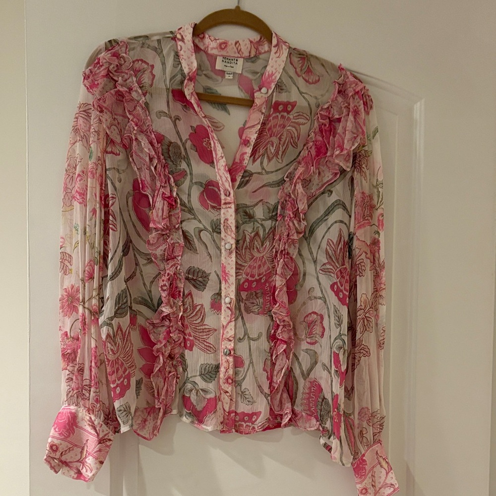 Pink Ruffle Blouse